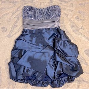 Sequined & Satin Navy Party Dress